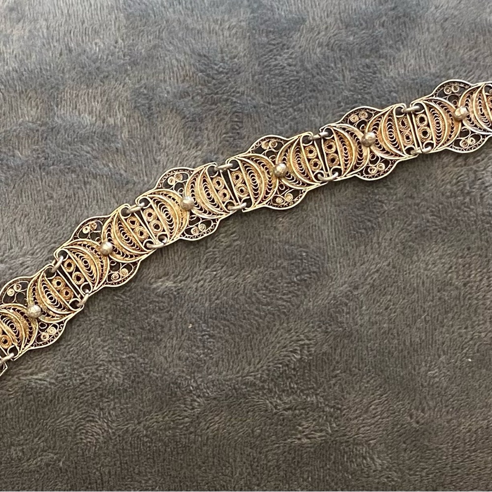 Vintage Filigree stamped .925 Bracelet